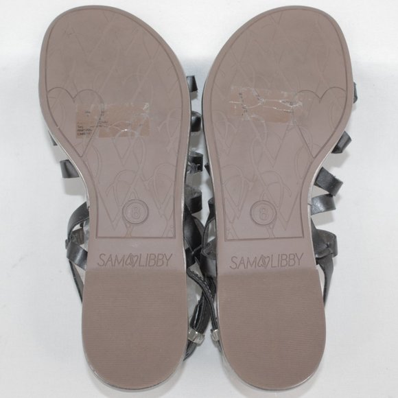 Sam Libby Black Strappy Adjustable Ankle Strap Flats Sandals Women's Size 8 - Picture 9 of 11